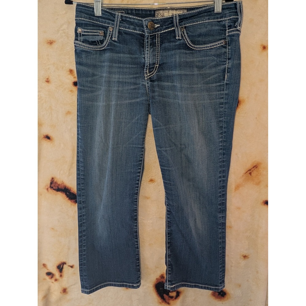 BKE Payton Capri Jeans Womens 28 Blue Medium Wash Stretch Denim Cropped BK14163